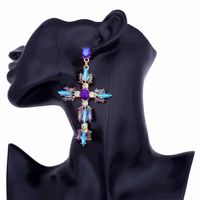 trendy rhinestone cross earrings for women big statement earring 2021 crystal summer earing fashionable fall jewelry