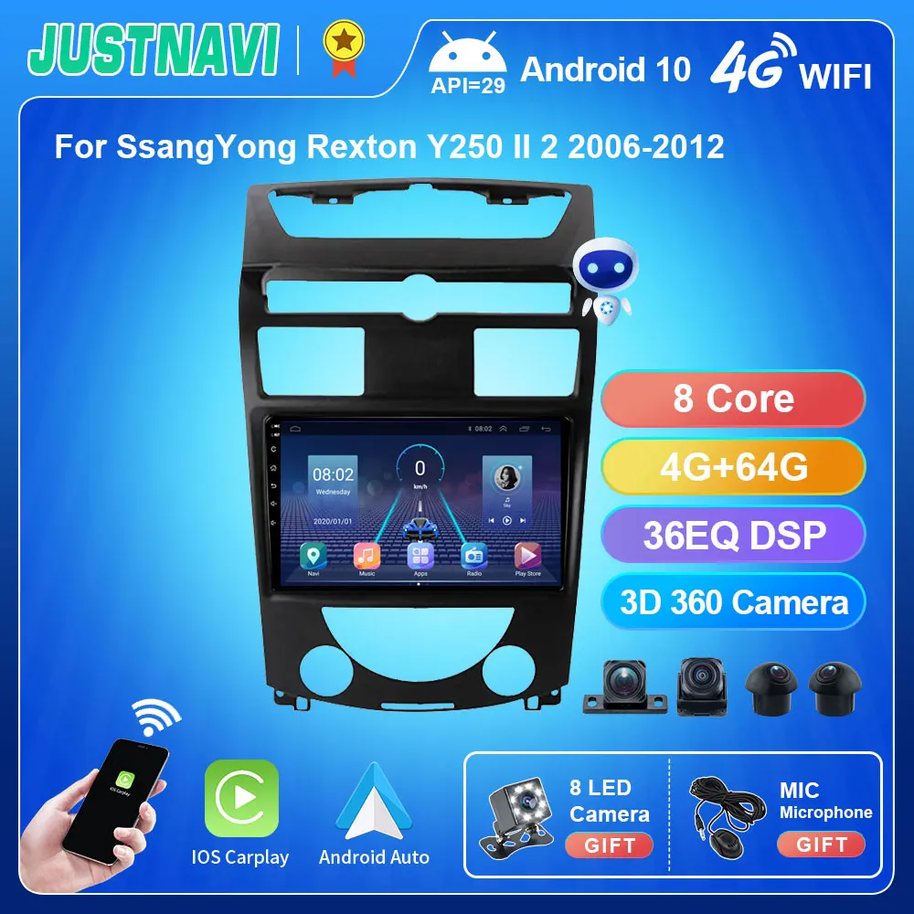 JUSTNAVI Для SsangYong Rexton Y250 II 2 2006-2012 NO 2din 10 ''навигация GPS Android автомобильное радио
