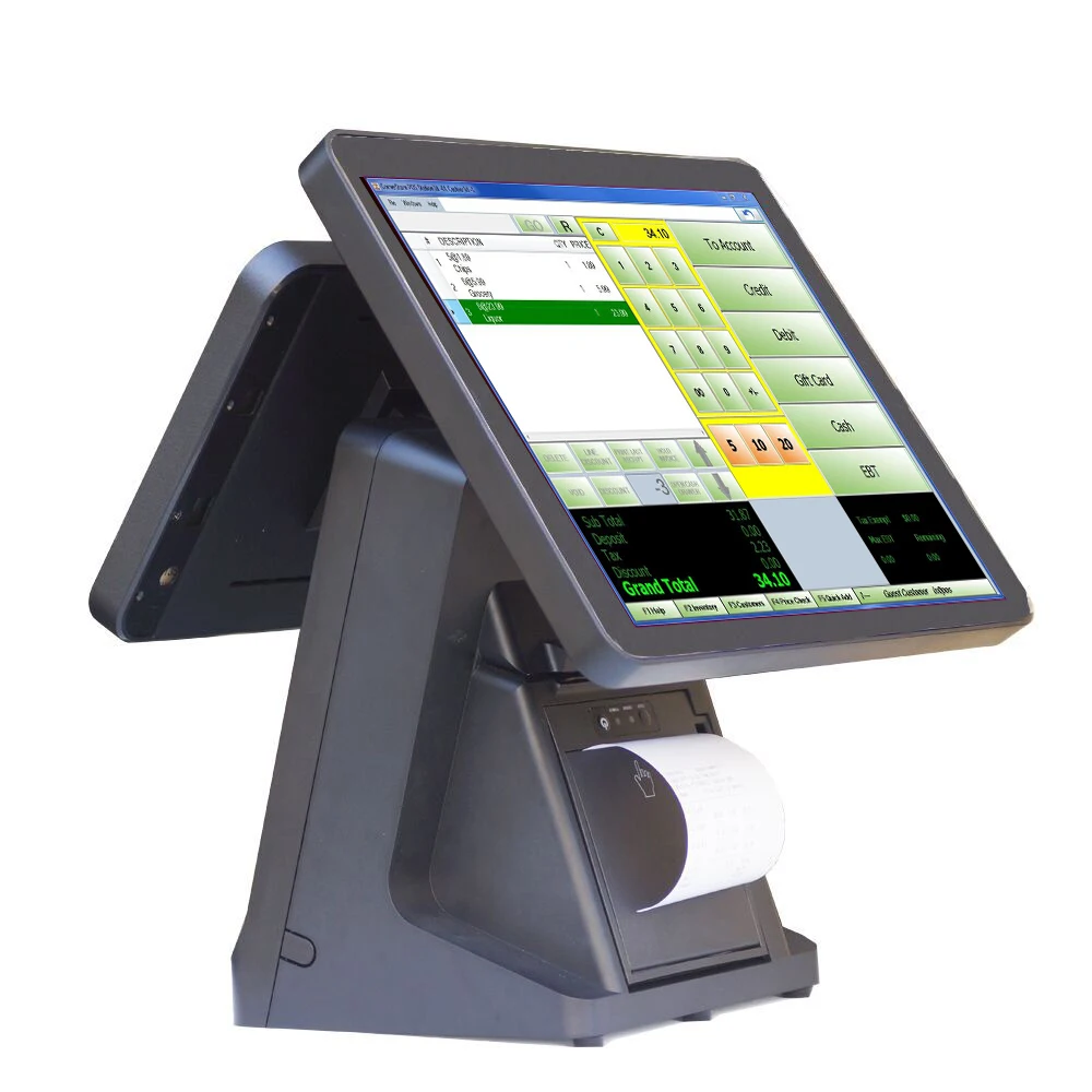 Günstig Hohe Qualität 15 + 15 Zoll Alle-In-One Touch Pos-Terminal Pos System Für Verkauf