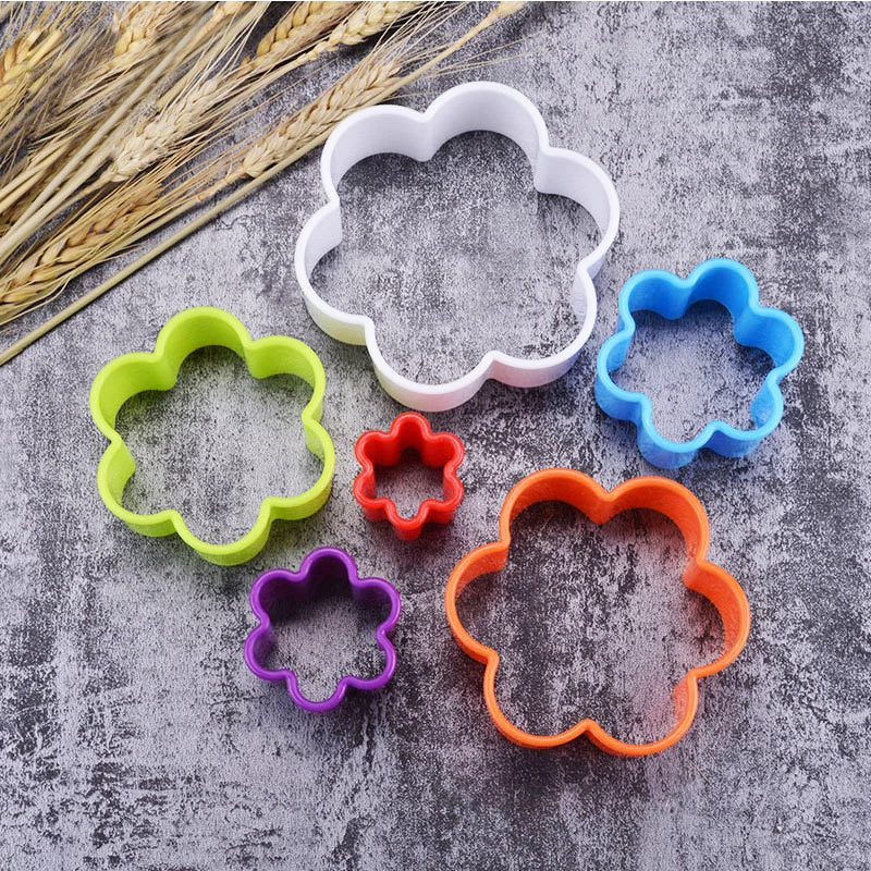 

6-Pcs-Set Sugar turning mold Cookie Mold DIY baking mold cake stand skeleton Plastic color flower shaped biscuit mold Cake