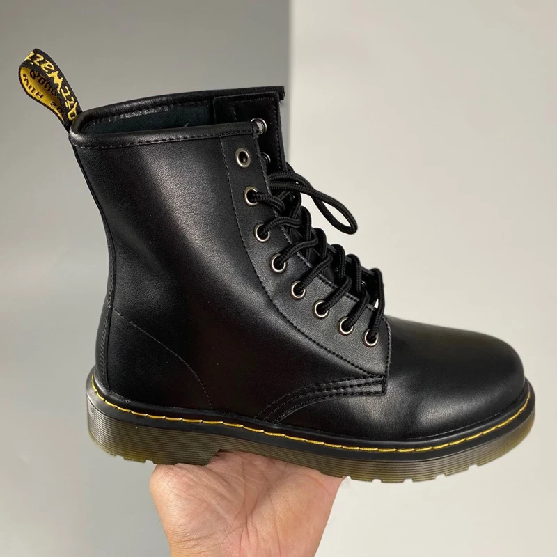 Мужские и женские классические ботинки Dr.Martens 1460 неустойчивые черные кожаные
