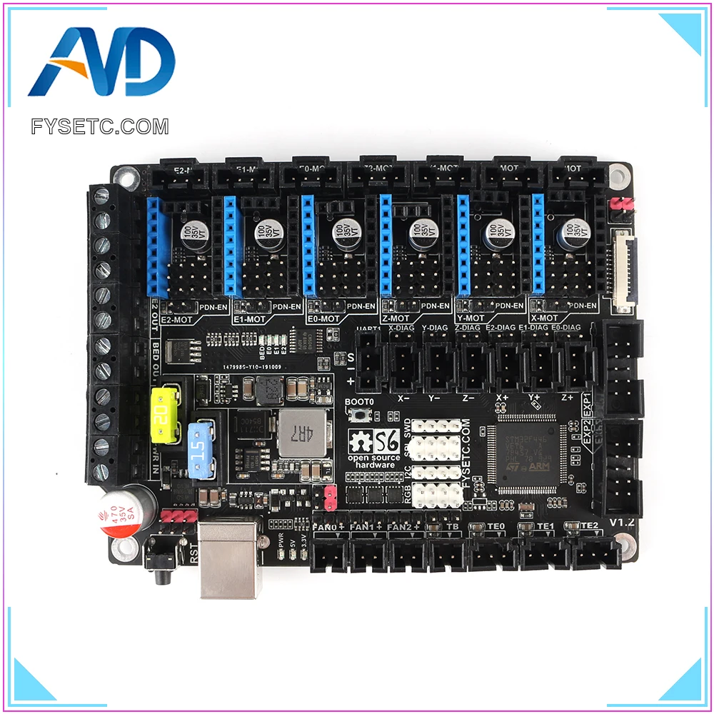 Плата управления S6 V1.2 32 битная плата поддержка 6X TMC драйверов для Uart/SPI Flying Wire MX