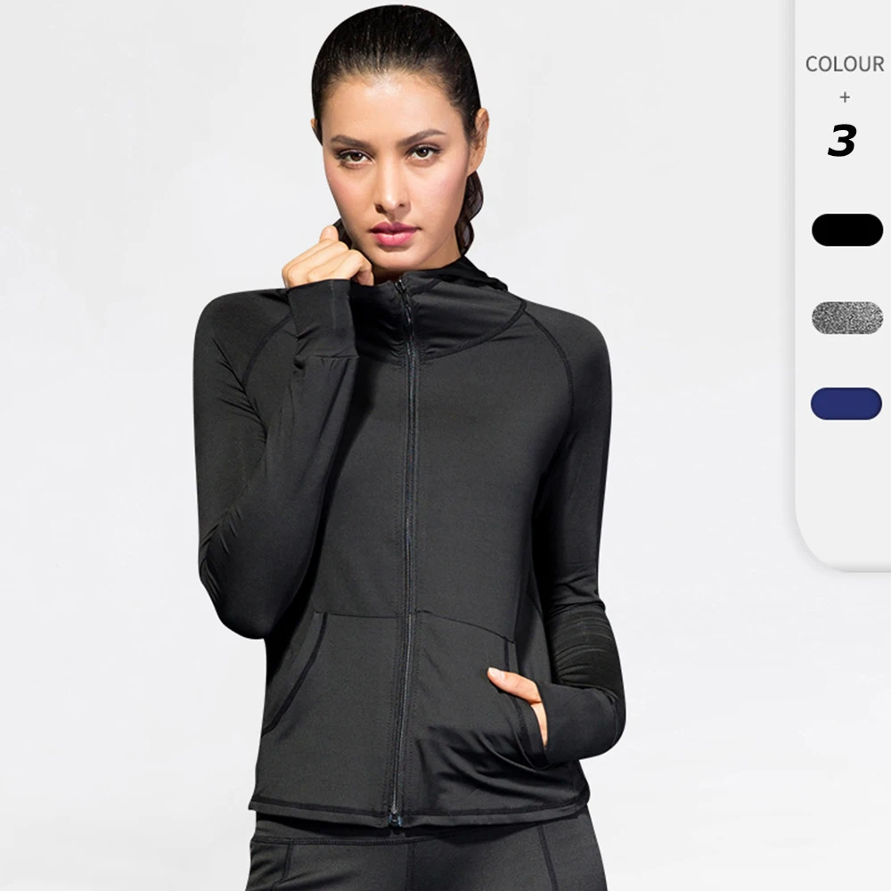 

Women Tracksuit Long Sleeve Fitness Coat Yoga Crop Tops with Pocket Gym Jacket Workout Sweatshirts camiseta manga larga mujer