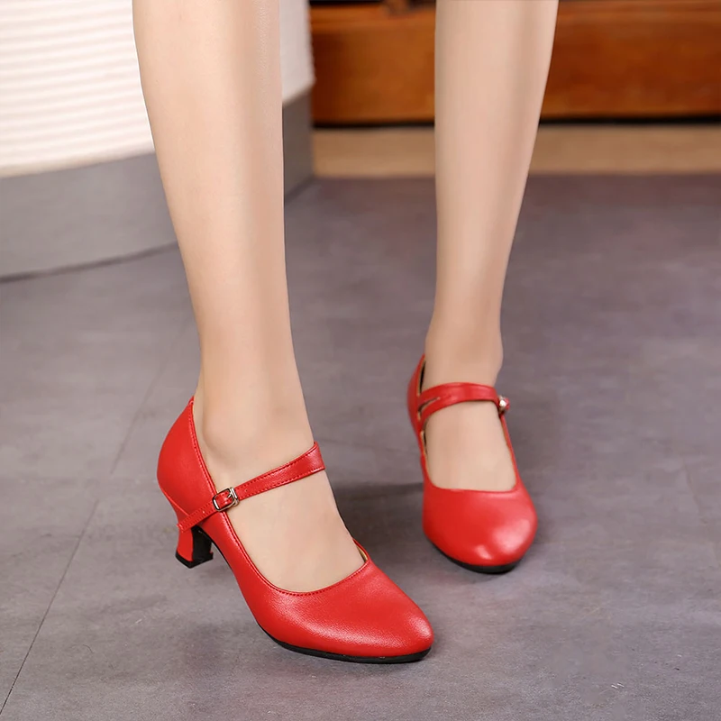2022 New Arrivals Genuine Leather Latin Dance Shoes For Women Closed Toe Party Nightclub Dancing Shoes For Ballroom 5 Colors