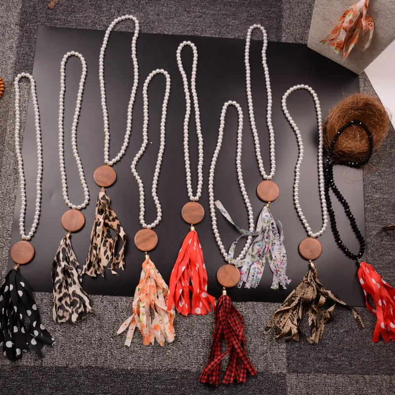 L & N ожерелье из жемчуга в виде монограммы дождя с деревянными дисками