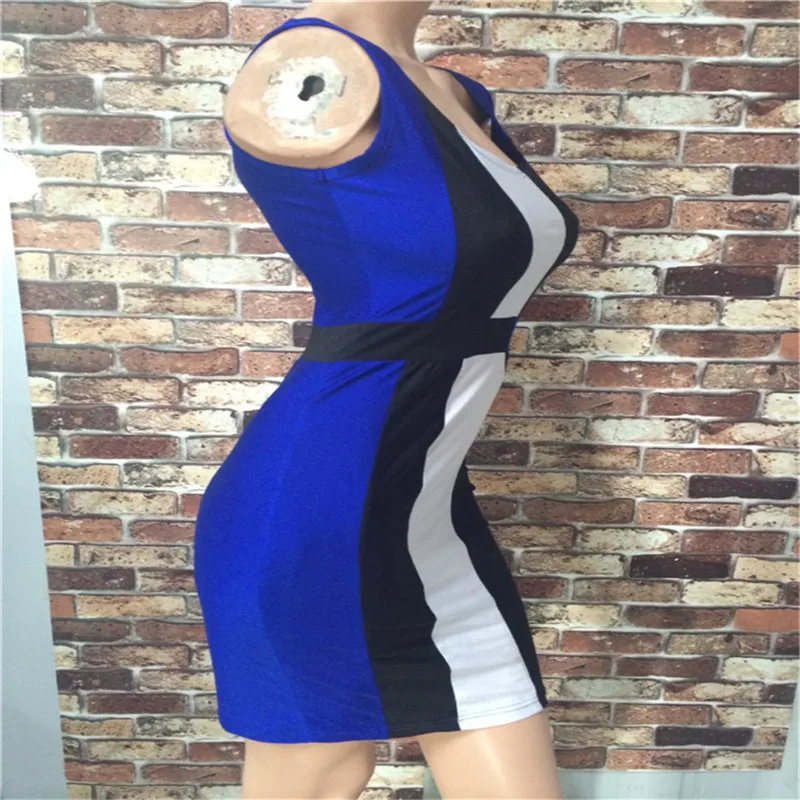 

New 2020 Summer Women's Bandage Dress Celebrity Party Stitching Stripe Package Hip Maxi Dress Sexy Fashion 2020