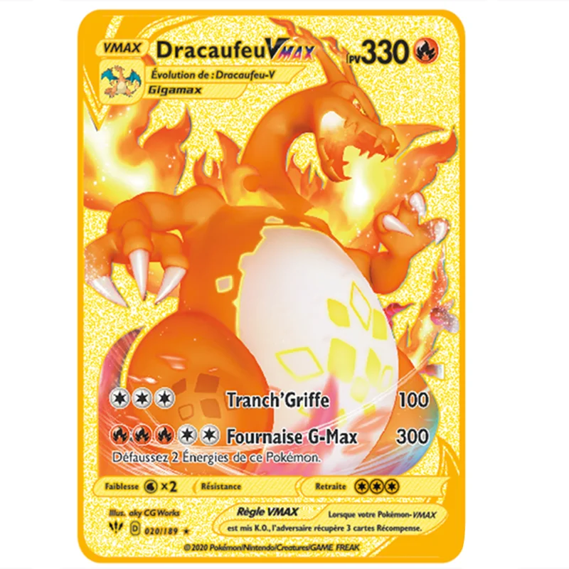Etiqueta de tarjeta de Pok&eacute;mon de Anime PV franc&eacute;s, MEGA Vmax, Charizard, Pikachu, colecci&oacute;n de batalla, modelo de juguete de cartas de Pokemon, novedad de 2021-2