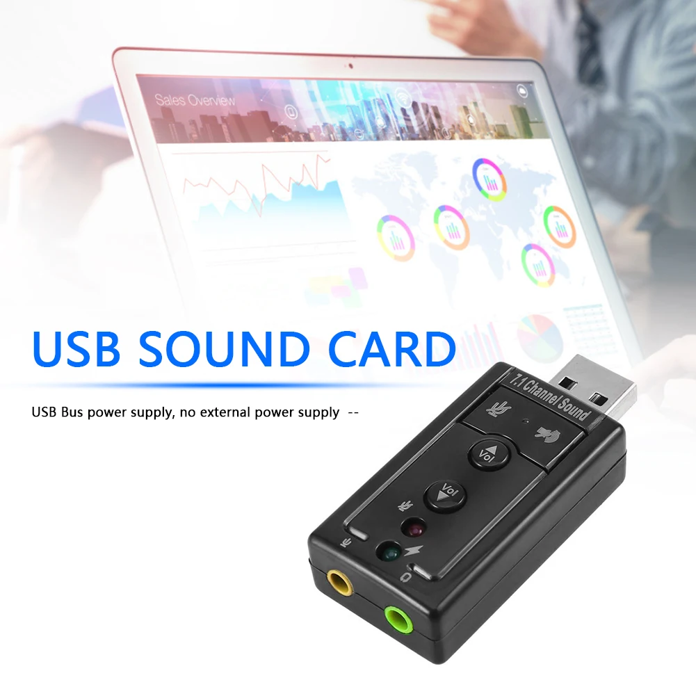 Внешняя звуковая карта 7 1 USB 2 0 аудио адаптер для микрофона стерео 3 5 мм разъем