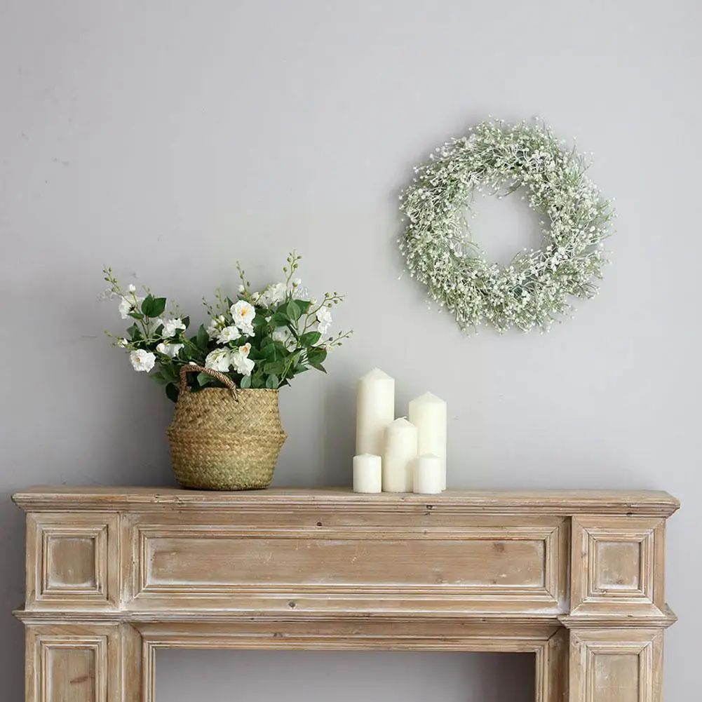 

Искусственный венок Babysbreath, гирлянда для свадебного украшения, домашвечерние НКА, сделай сам, настенное украшение для входной двери E4z4