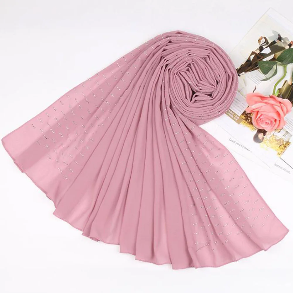 Хиджаб шарф 2020 зимнее пончо Женская мода мусульманские длинные шифоновые шали с