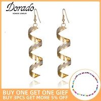 dorado twist spiral long drop earrings for women girls retro black new female dangle hanging earring fashion ear jewelry brincos
