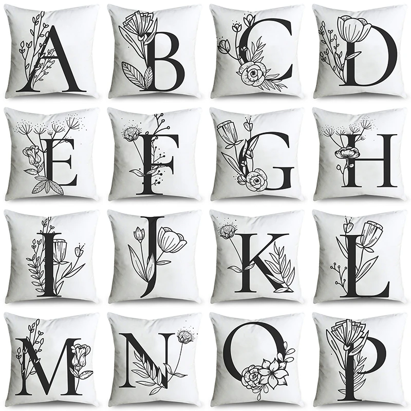 Декоративный чехол для подушки с буквами и английским алфавитом полиэстер