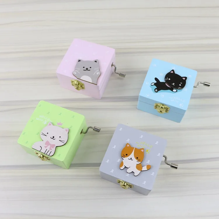 Милый Кот рука Музыкальная Коробка Рождество Подарок на день рождения украшение