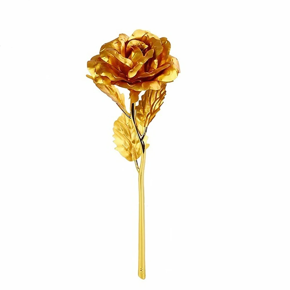 

Valentine's Day Creative Gift 24K Foil Plated Rose Gold Rose Lasts Forever Love Wedding Decor Lover Rose Home Decoration