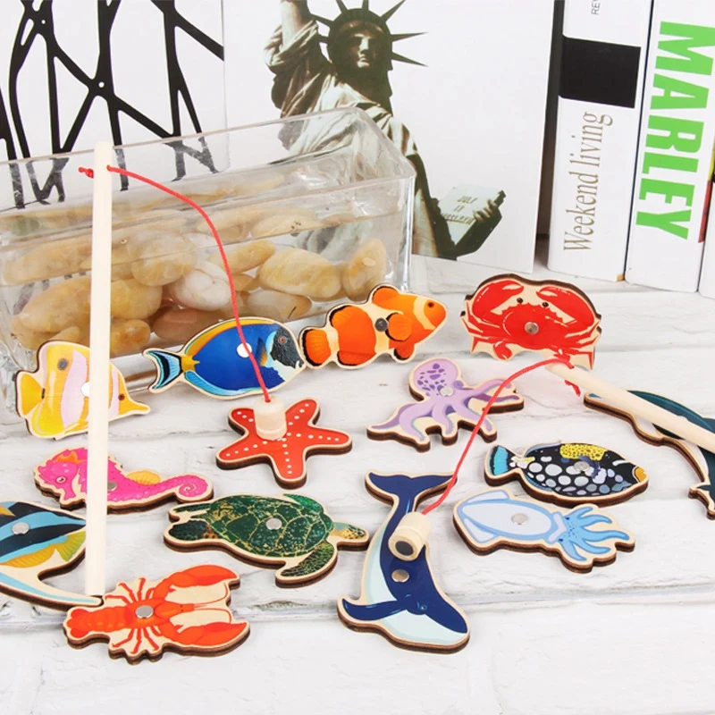 

Fishing Game Wooden Marine Animal Fishing Toy Magnetic Fishing Game Toy Wooden Marine Animal Fishing Toy for Children
