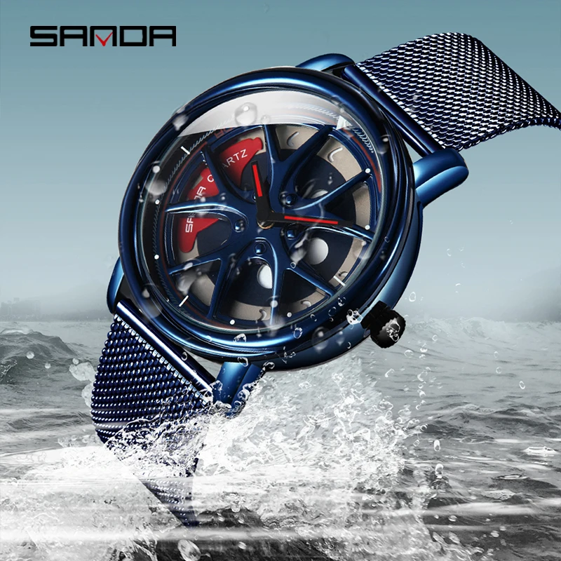 2020 SANDA мужские модные ультра тонкие часы простые деловые кварцевые с сетчатым
