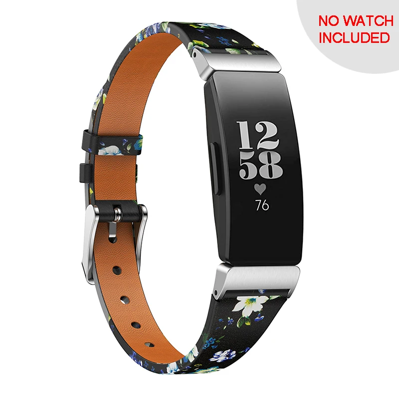 Кожаный ремешок для часов Fitbit Inspire, кожаный ремешок с цветочным рисунком, ремешок для часов Fitbit Inspire