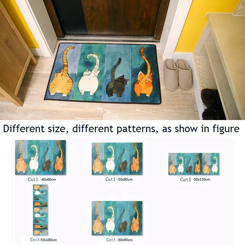 

Kitchen Carpet Floor Mats for Living Room Welcome Mat Animal Cute Cat Doormats Kitchen Mat Bathroom Anti-Slip Rug Door Carpet