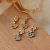 2022 trendy stainless steel bear dangle earrings cute creative simple animal cool drop earrings geometric jewelry gifts