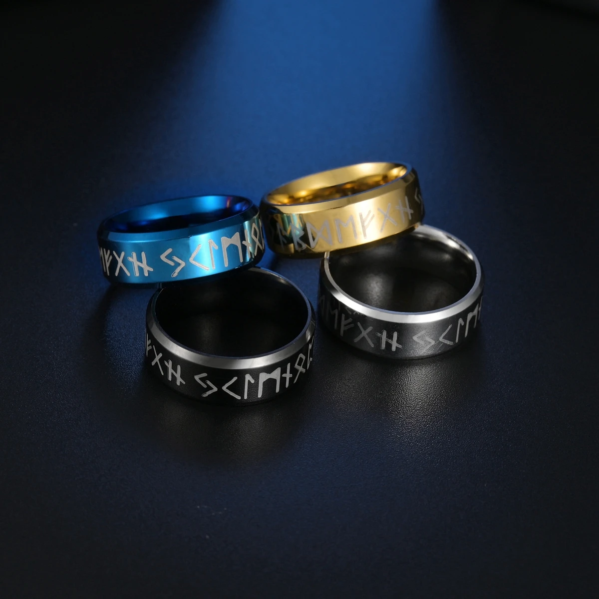 

European Viking Rune Stainless Steel Men's Ring Retro Boyfriend Creative Gift Nordic Mythology Religious Jewelry