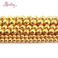 natural rock lava round gold plated 681012mm spacer stone beads for diy necklace bracelats jewelry making 15 free shipping