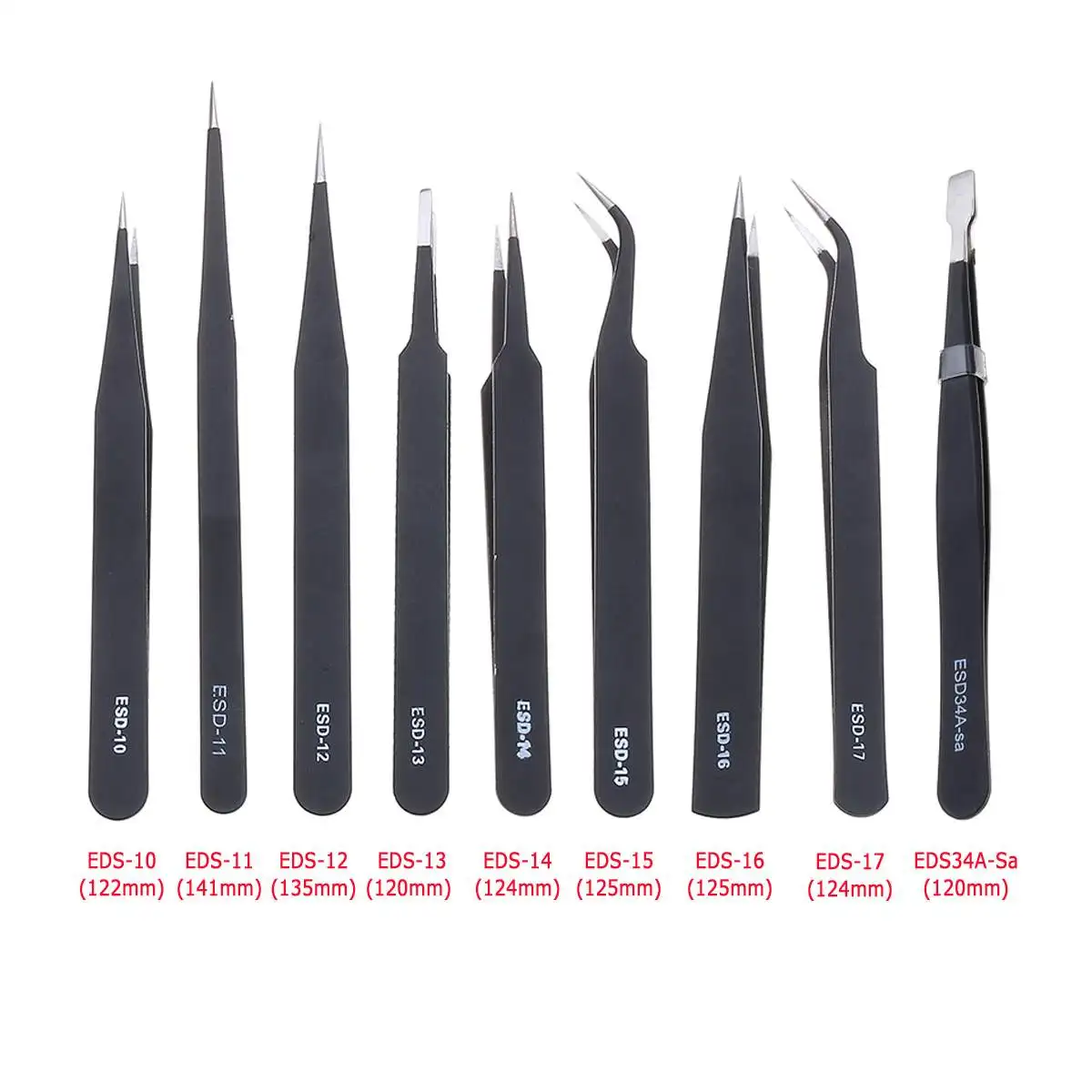 

9 Pcs/set ESD Tweezer Anti-static Stainless Steel Precision Multifunction Nipper Repair Tool For Electronics Nail Beauty