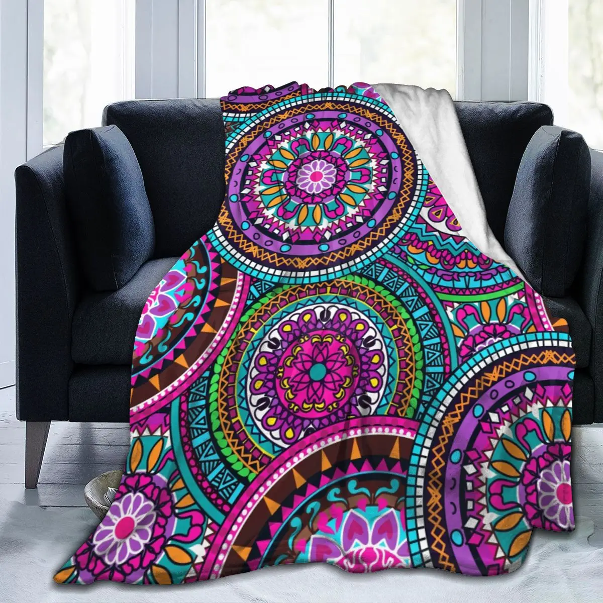 

Abstract Geometric Mosaic Vintage Ethnic Seamless Super Soft Fleece Throw Blanket For Couch Bed Dropship Blankets Dropship Throw