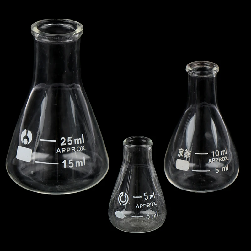 

1Pcs 10/25ml Glass Conical Erlenmeyer Flask Lab Supplies Borosilicate Flask
