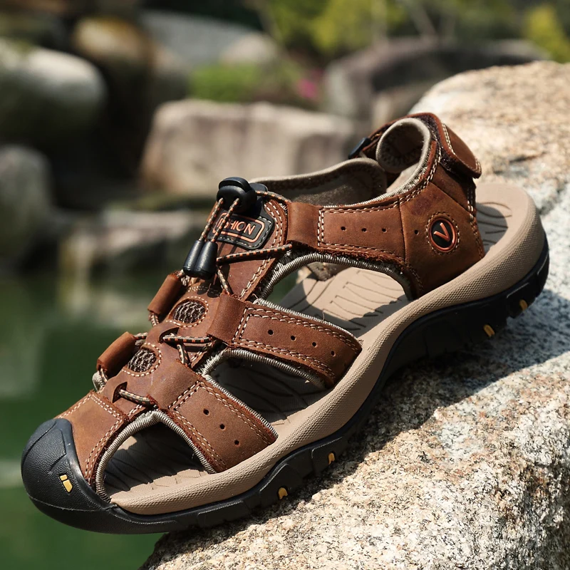 

Sandalias De Cuero Para Hombre Sandals Men Leather Genuine Sandalias Transpirables Sandalen Herren Sandale Homme Cuir V Ritable