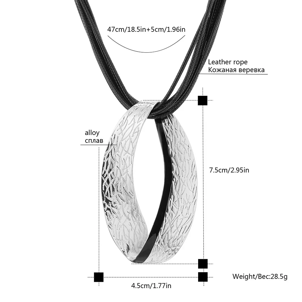 Цепь многослойная из кожи женская готическое ожерелье с большой металлической