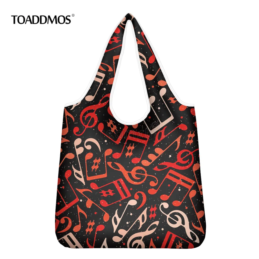 

Сумка-шоппер TOADDMOS, складная, многоразовая, с 3d-изображением музыкальных нот, для девочек, домашняя кухонная для хранения