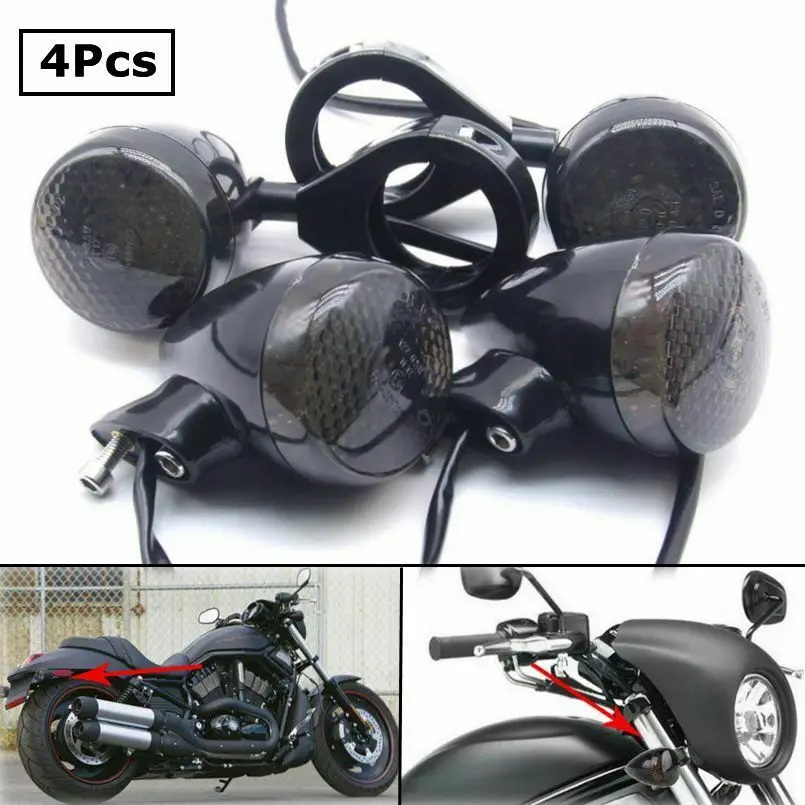 4 шт. Универсальный черный спереди и сзади мотоциклетные светодиодный поворотник