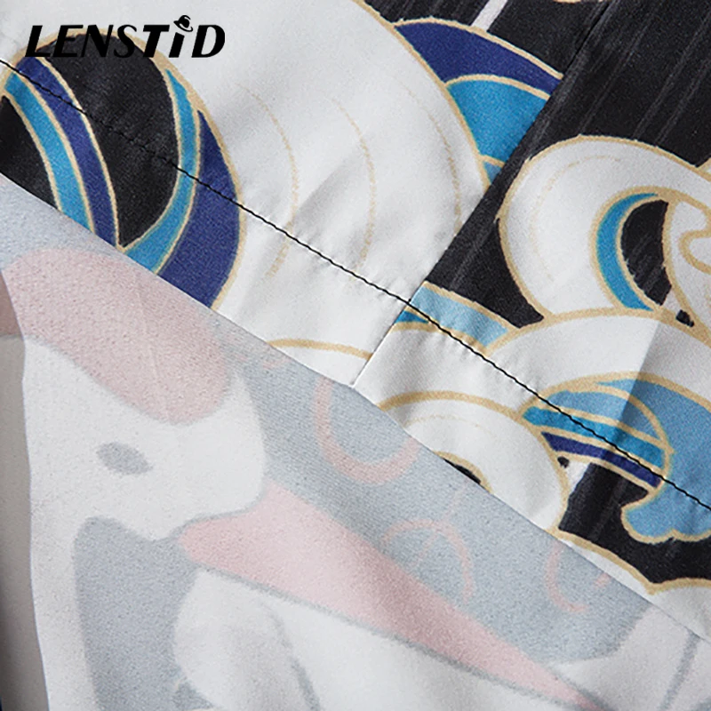 LENSTID Japanese Samuri Panda Print Kimono Cardigan Jackets Harajuku Streetwear Hip Hop Summer Thin Loose Clothing Fashion Tops | Мужская