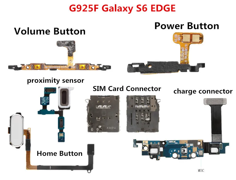 Гибкий кабель для Samsung Galaxy S6 Edge G925F Кнопка громкости Главная Разъем зарядного устройства для наушников датчик приближения sim-карт