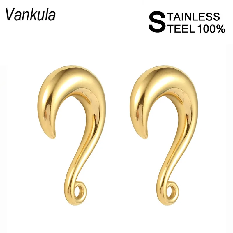 gold Vankula 2шт 316L нержавеющая сталь спиралевидый ушной наконечник измерительные приборы PVD покрытие ушной Туннель Вилки растяжения подвески для ушей вес 4 мм 6 мм 8 мм - Окраска металла: gold