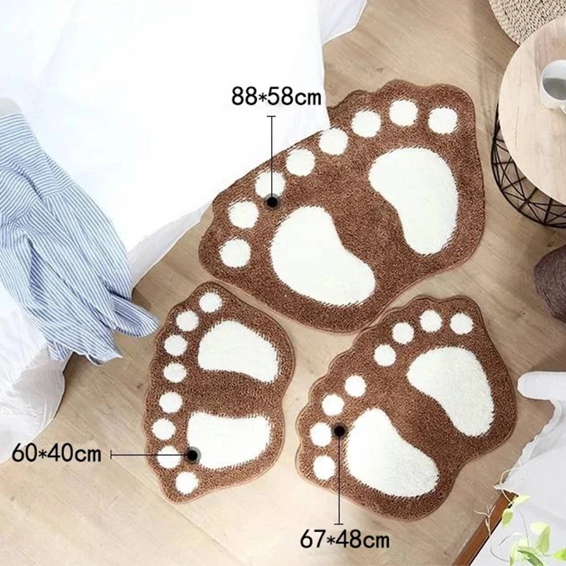 foot pattern floor mat bathroom door anti slip mat absorbent toilet floor mat household door carpet bedroom toilet kitchen mat free global shipping