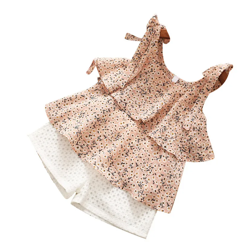 Новинка 2020 года Милый костюм для девочек Летняя детская одежда Шифоновая майка с