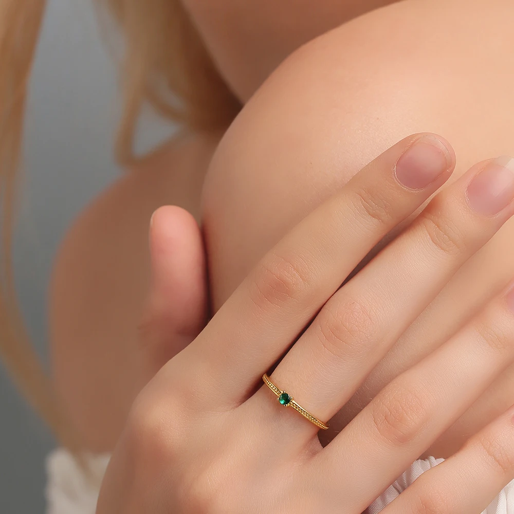 Женское кольцо на палец SUPERWEAR регулируемое Винтажное с зеленым камнем из