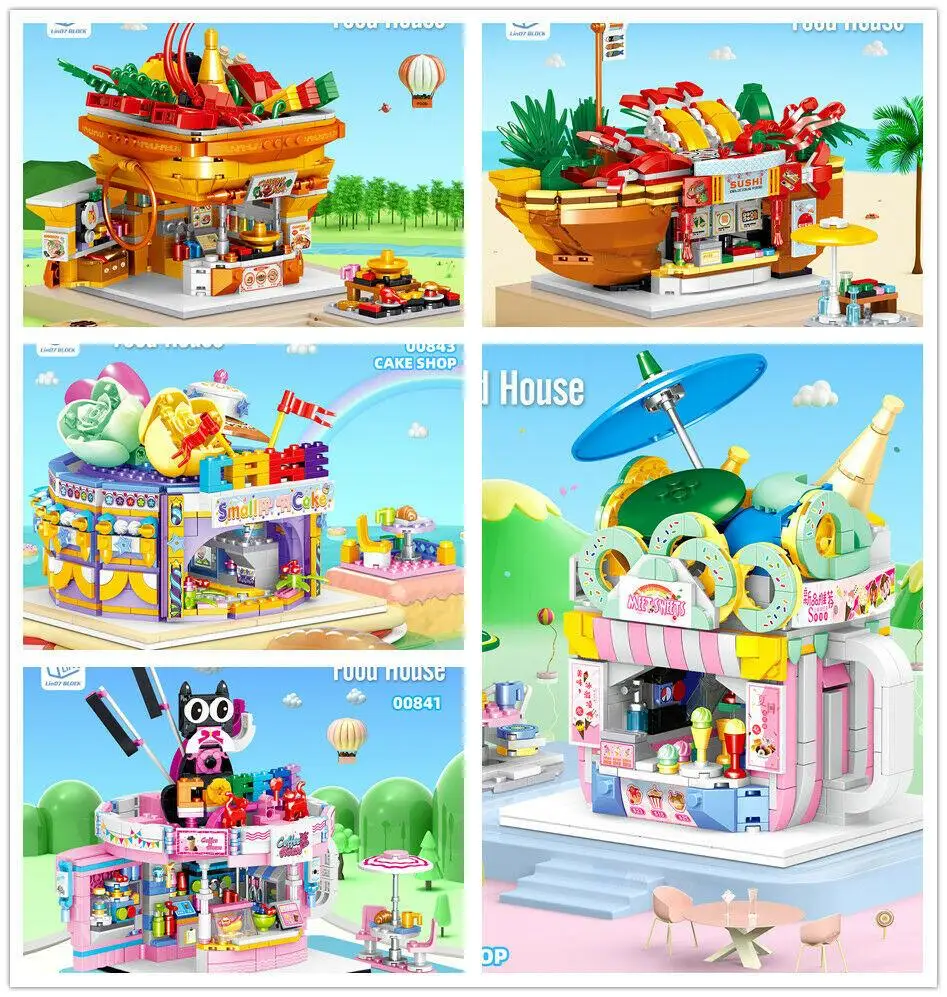 ZG 00839 00840 00841 00842 00843 mini Blocks Kids Building Blocks Girls Toys Adult Puzzle Food Snack Bar no box
