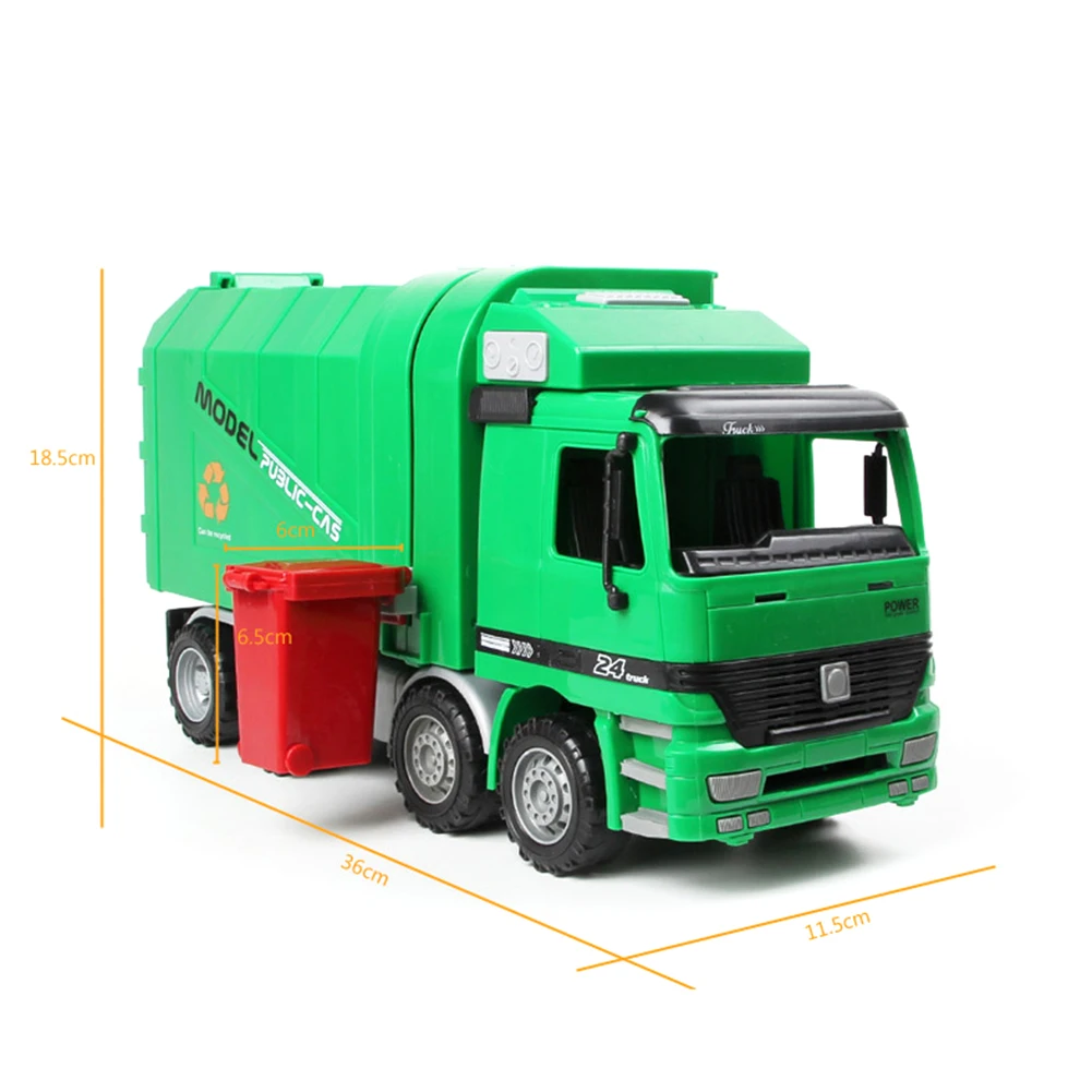 

1:22Large Size Children Simulation Inertia Garbage Truck Sanitation Car Toy Vehicle Model Alloy Diecast Construction Toy For Kid