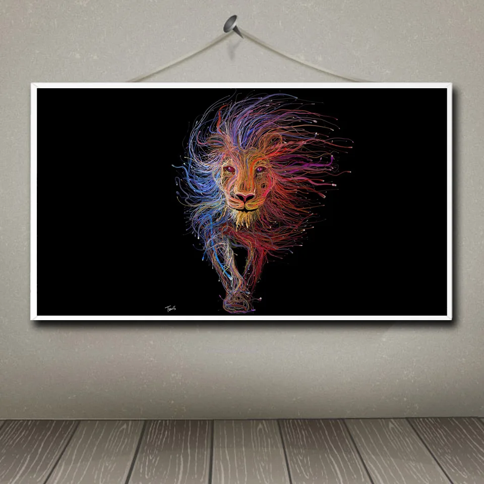 Животные Лев Абстрактная живопись Гостиная Современная Стена искусство