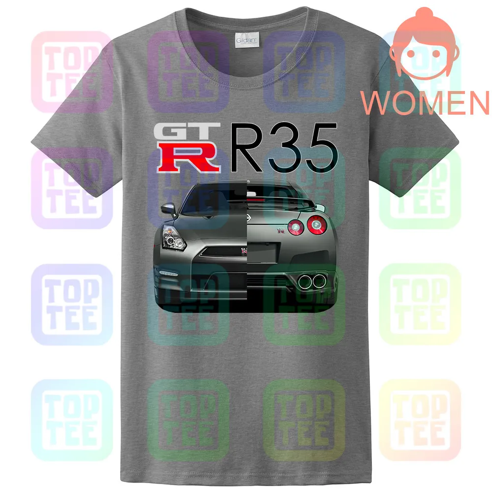 Women Grey NISSAN GTR Skyline R35 R32 R33 R34 двигатель Замена значок турбо футболка - Цвет: Women Grey