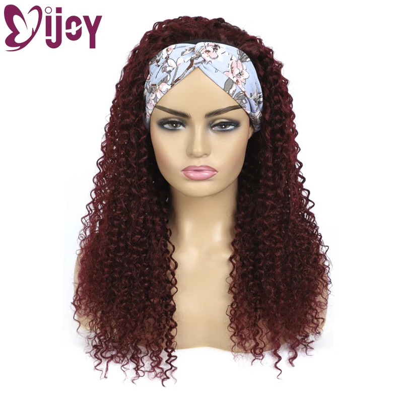 Парики из человеческих волос красного вина с кудрявыми волосами IJOY парики