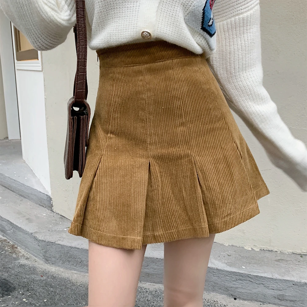 

Винтажная Вельветовая плиссированная юбка Flectit в стиле 90-х годов, Женская мини-юбка с высокой талией, Размеры s-4XL, милая осенне-зимняя одежда,...