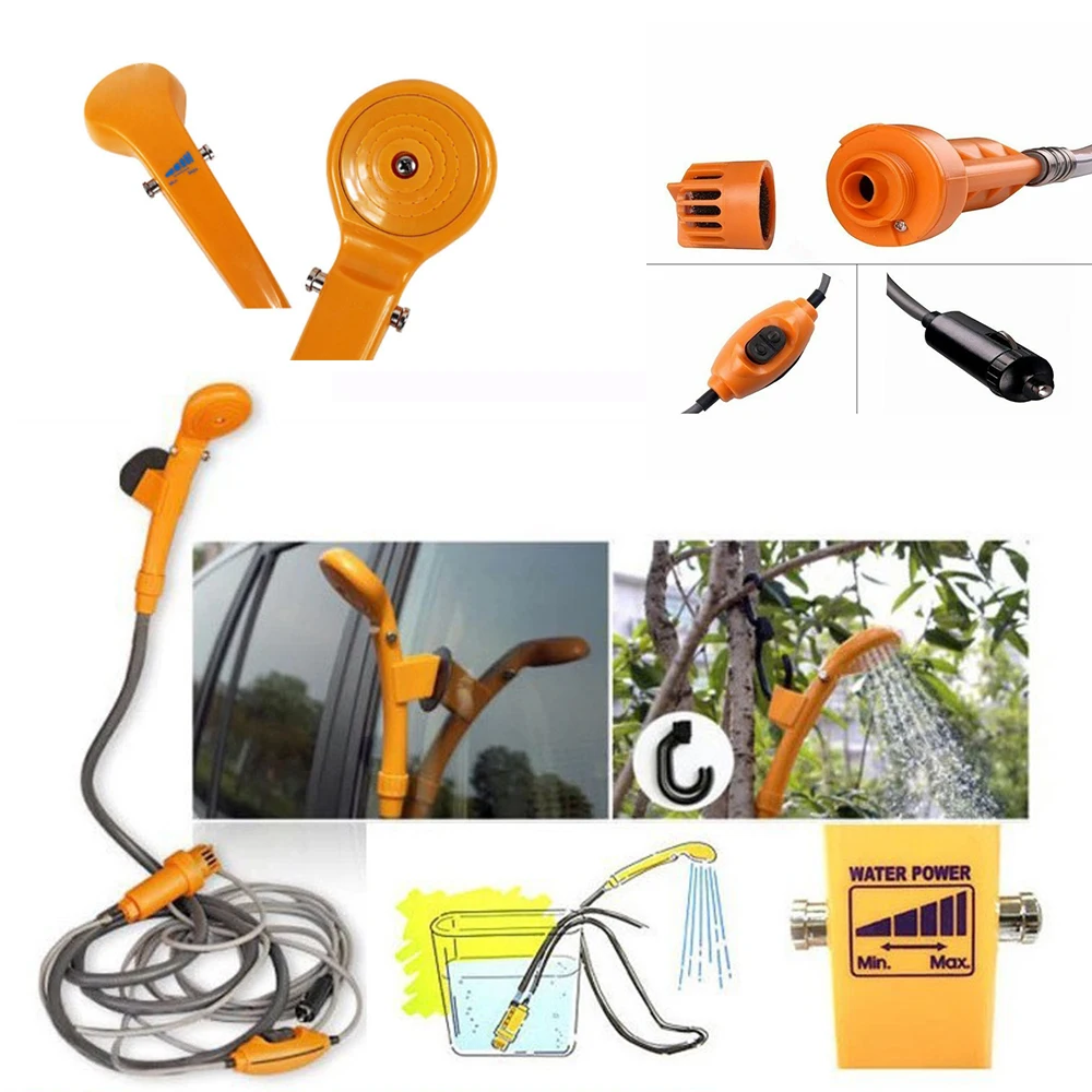 

Camping Shower Outdoor Hiking Travel Portable Shower And 20L Bucket Set Car Washer Plant Watering Pet Cleaning 12V Electric Pump