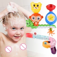 baby shower toy diy water slide waterfall ball assembly track with suction cup bathtub ball track water game toy bathroom toy