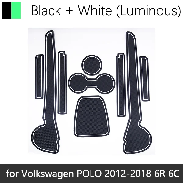White Luminous Противоскользящие резиновые чашки подушки Салонные подложки для VW POLO MK5 6R 6C 2010~ 2011 2012 аксессуары наклейки для автомобиля - Название цвета: White Luminous