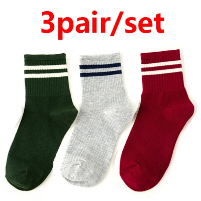 3pairs H 3 пары модных новых осенне-зимних женских Хлопковых Носков короткие носки до щиколотки Теплые повседневные однотонные/Полосатые/красные милые носки с сердечками - Цвет: 3pairs H