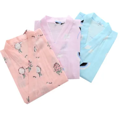 Japanese Summer Pure Cotton Women Pajamas Set Gauze Thin Soft Female Short Sleeve Sleepwear with Shorts Kimono Style Home Wear