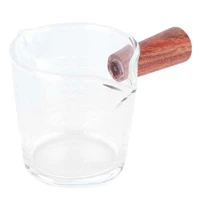 double mouth glass mug with wooden handle heat resistant cup kitchen gadgets for home cream butter cake tools